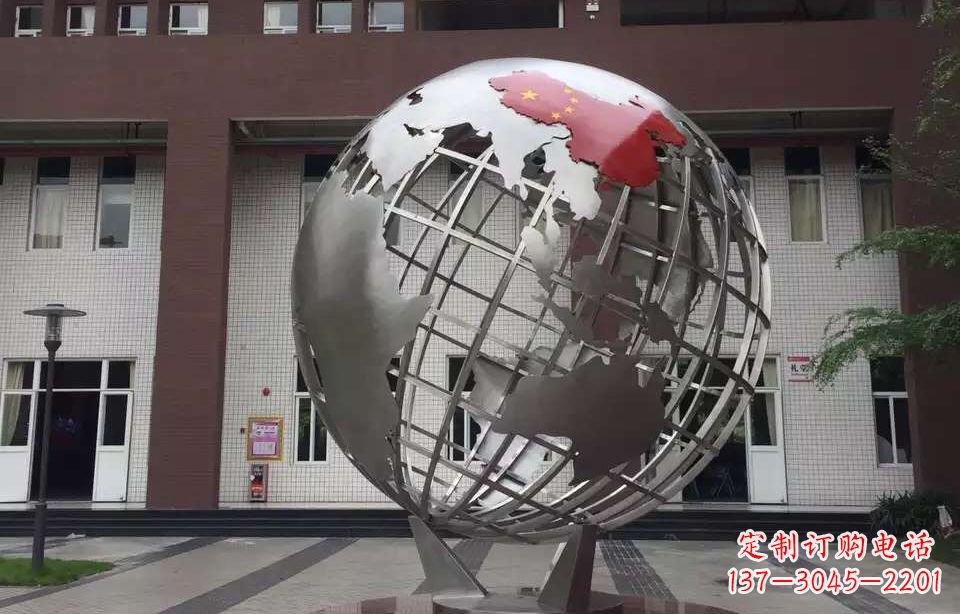无锡校园不锈钢地球仪雕塑 (4)