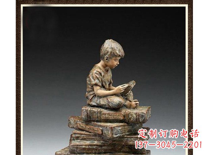 无锡校园儿童看书铜雕