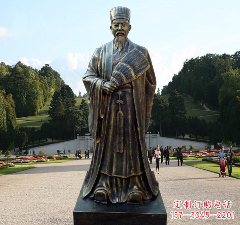 无锡校园古代名人诸葛亮铜雕