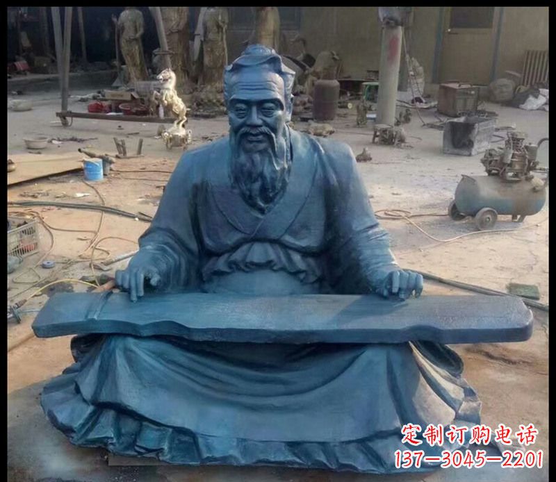 无锡校园孔子弹琴铜雕