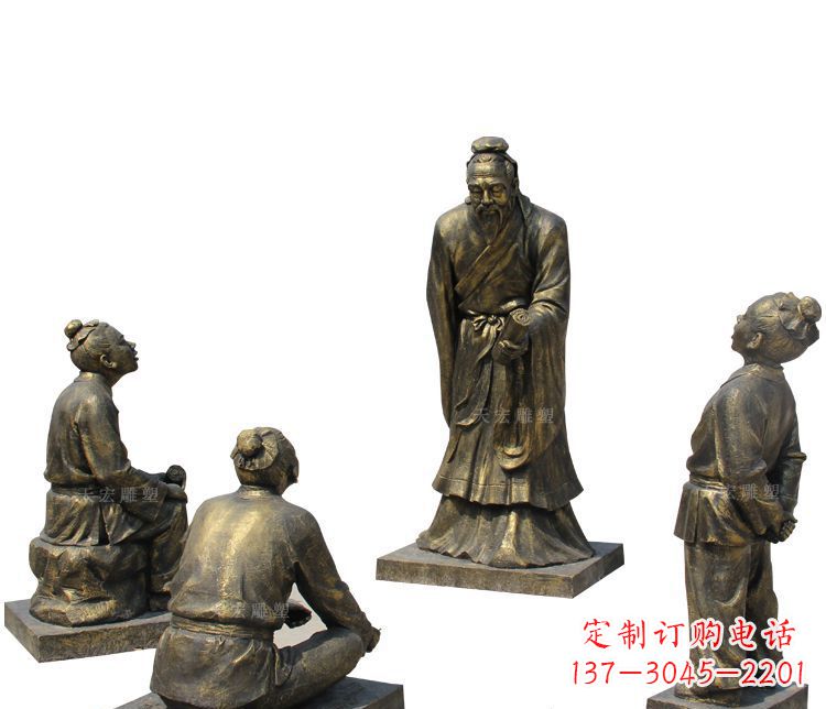 无锡校园孔子讲学铜雕塑