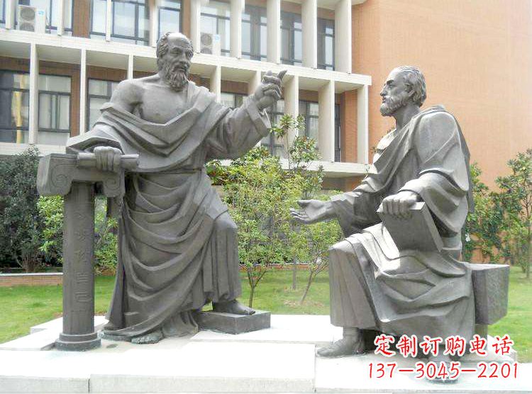 无锡学校校园名人雕塑,苏格拉底校园情景小品雕塑