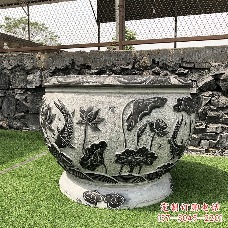 无锡鱼纹水缸石雕