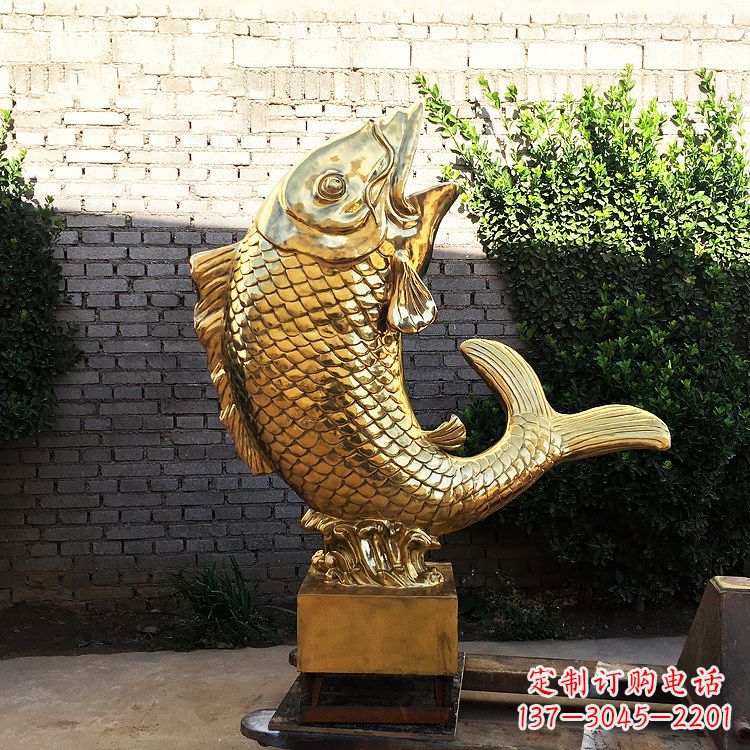 无锡鱼跃景观铜雕-纯铜铸造企业商场动物雕塑摆件