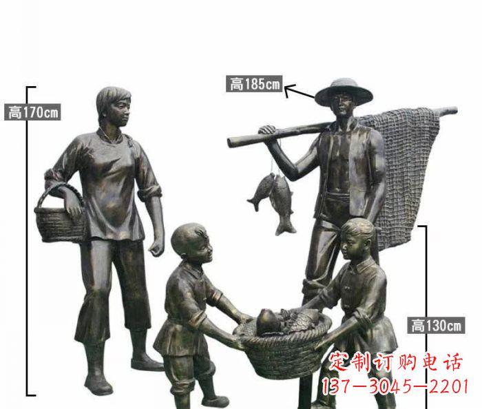 无锡渔夫捕鱼民俗铜雕 (3)