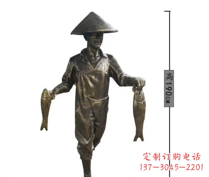 无锡渔夫捕鱼民俗铜雕 (2)