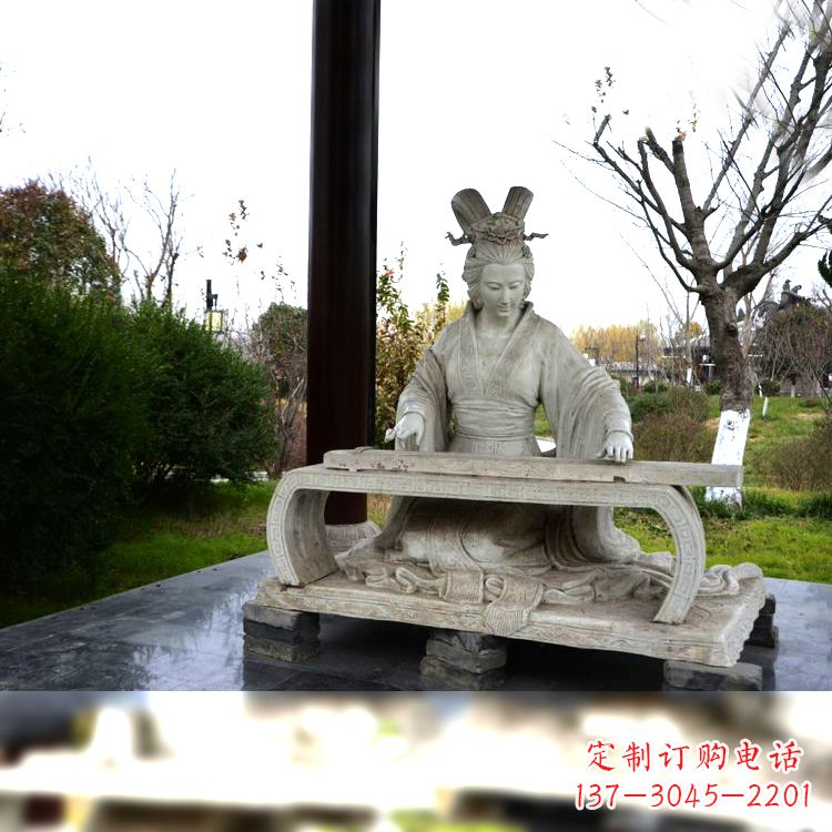 无锡虞姬弹琴雕塑-公园古代人物著名美女情景雕塑