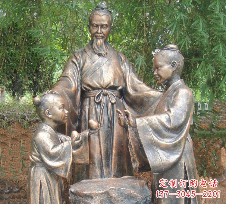 无锡寓言故事铜雕_孔融让梨