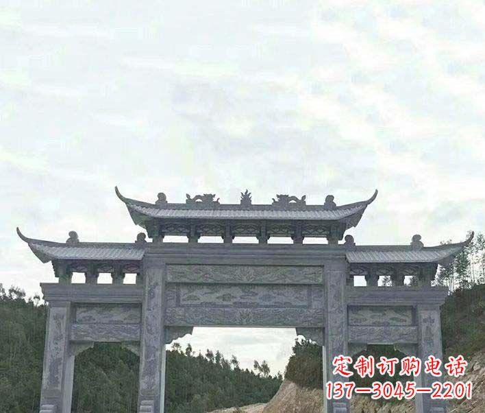 无锡园林仿古三门石牌坊景观石雕