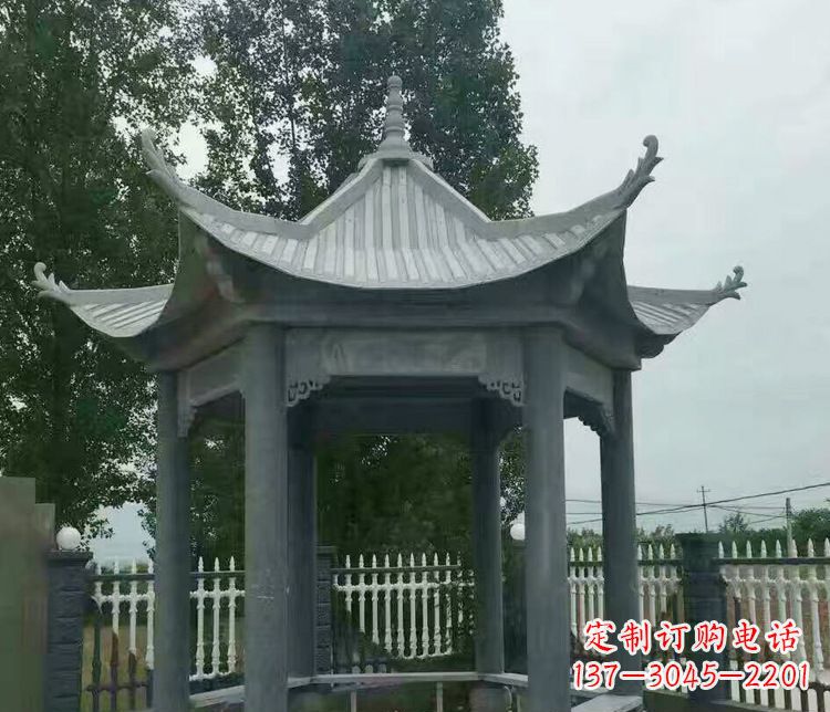 无锡园林仿古石凉亭景观石雕 (2)