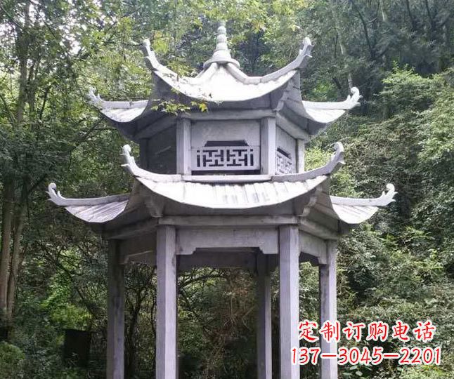 无锡园林仿古石凉亭景观石雕 (3)