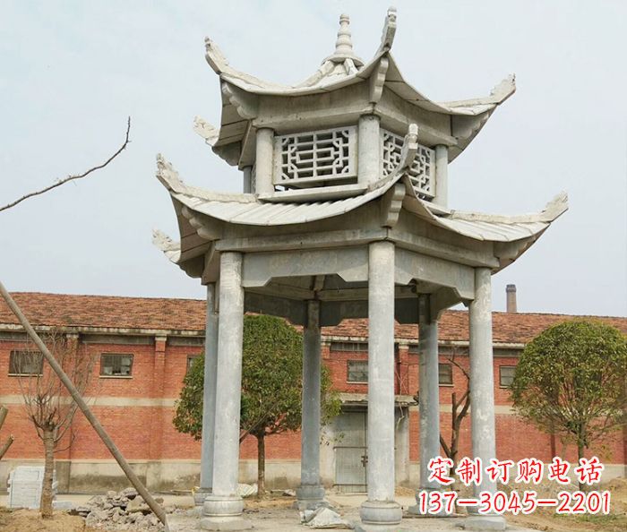 无锡园林仿古双层石雕凉亭 (2)