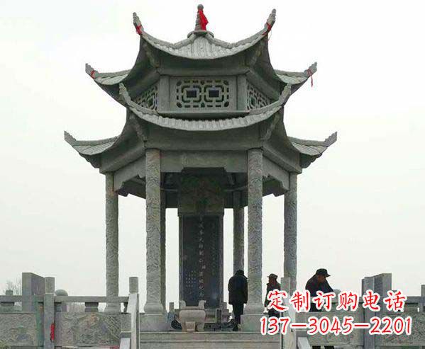 无锡园林仿古双层石凉亭景观石雕