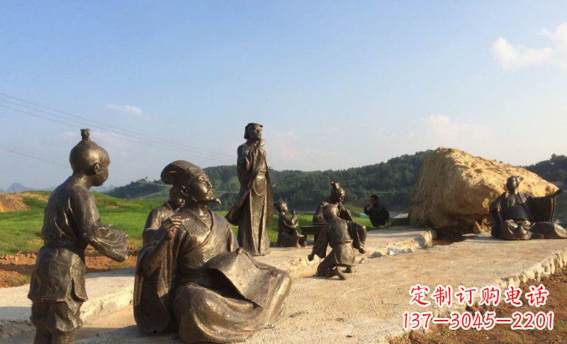 无锡园林古代人物和玩耍的小孩小品铜雕