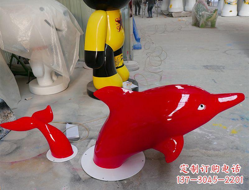 无锡园林广场创意海豚入水出水雕塑摆件