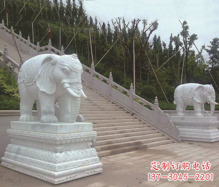 无锡园林汉白玉大象景观石雕