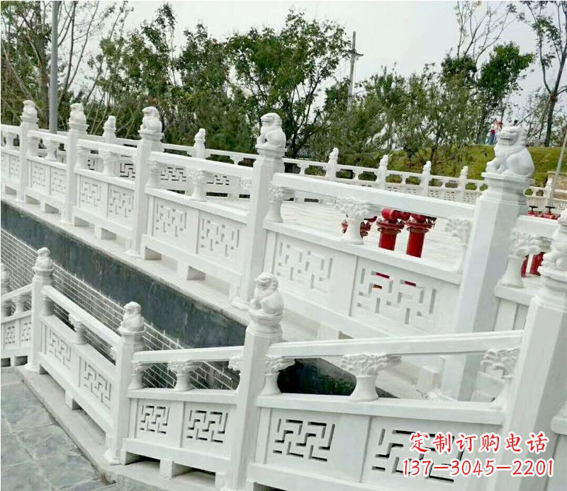无锡园林汉白玉栏板景观石雕 (2)
