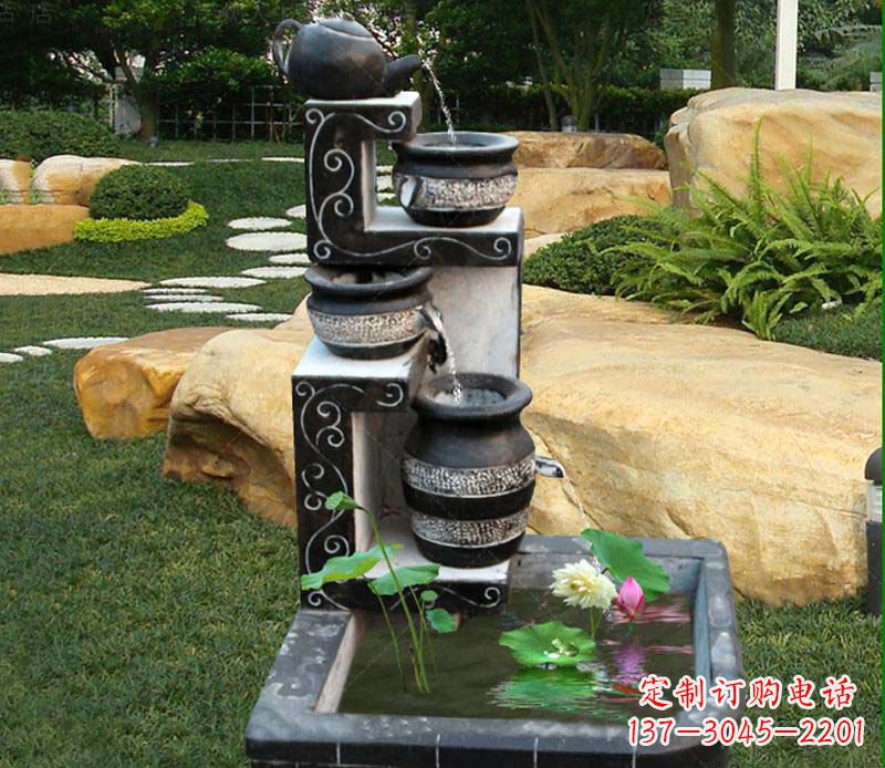 无锡园林景观茶壶流水池石雕