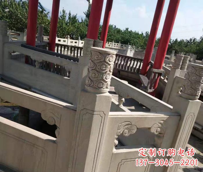 无锡园林景观大理石桥栏板石雕 (3)