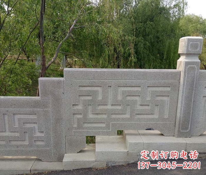 无锡园林景观大理石桥栏板石雕 (7)