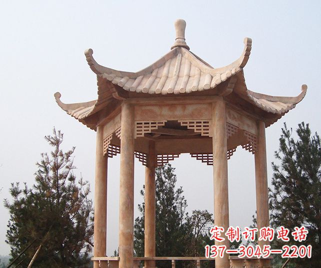 无锡园林景观单层石雕凉亭 (3)