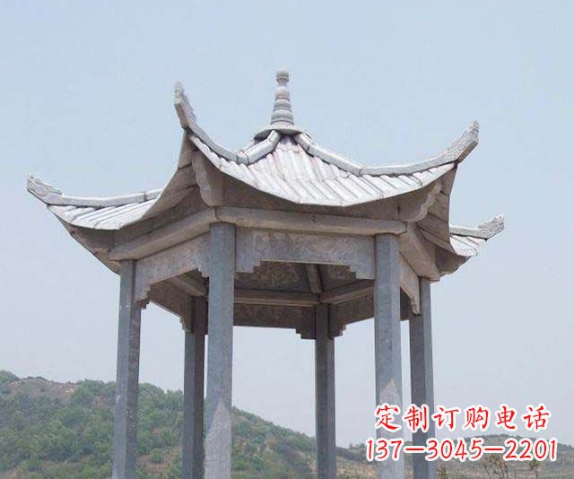 无锡园林景观单层石雕凉亭 (2)