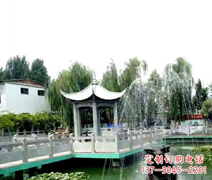 无锡园林景观单层六角石雕凉亭