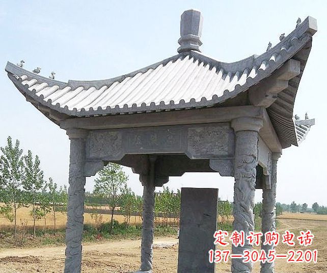 无锡园林景观单层石雕凉亭 (4)