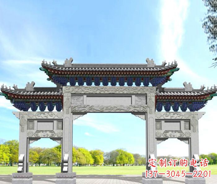 无锡园林景观仿古三门石牌坊