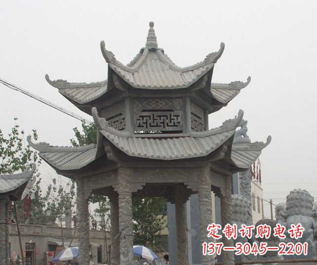 无锡园林景观仿古石雕凉亭 (2)