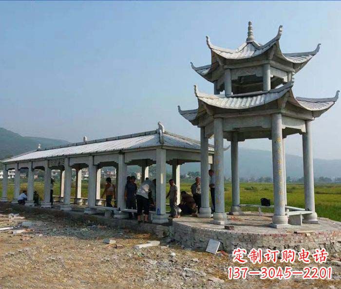无锡园林景观仿古石雕长廊凉亭