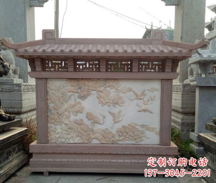 无锡园林景观松鹤石浮雕影壁