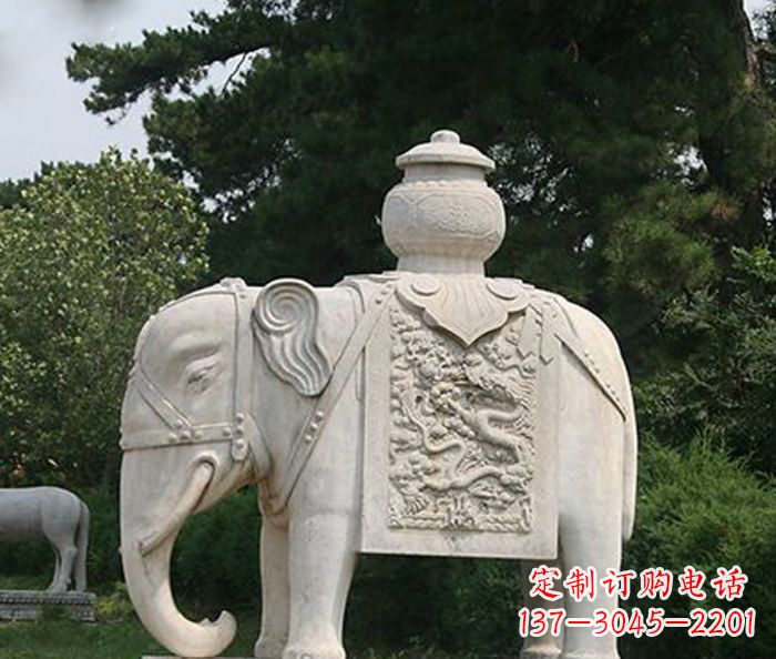 无锡园林景观驮宝大象石雕