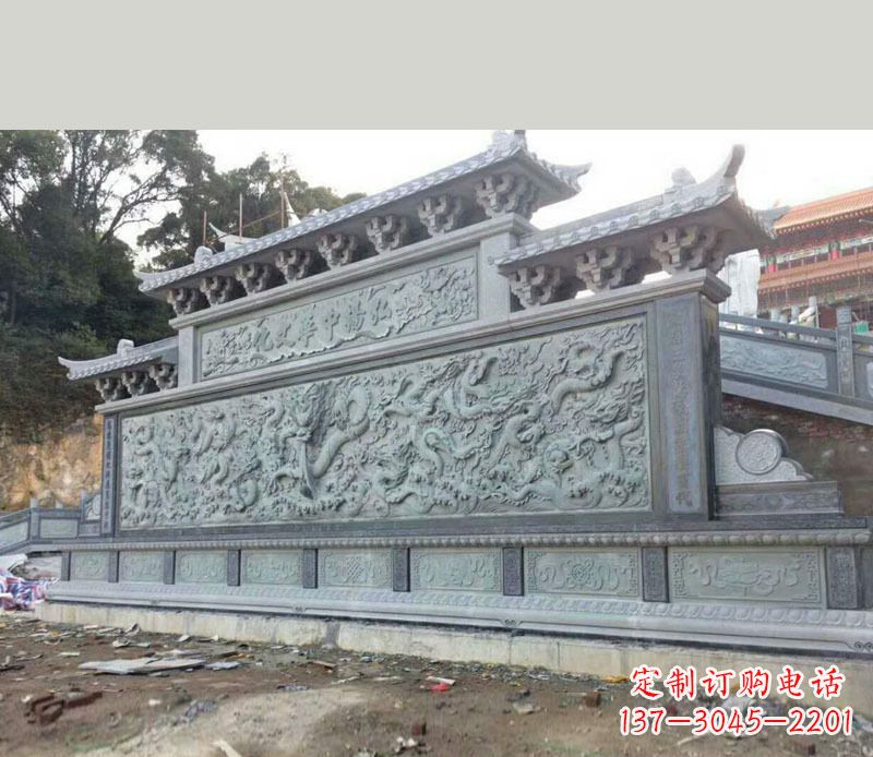 无锡园林九龙壁景观石雕 (2)