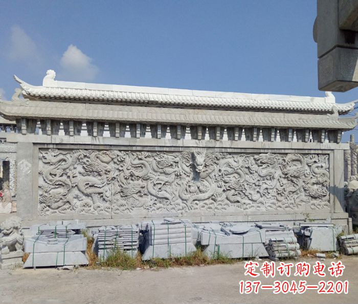 无锡园林九龙壁石雕影壁 (3)