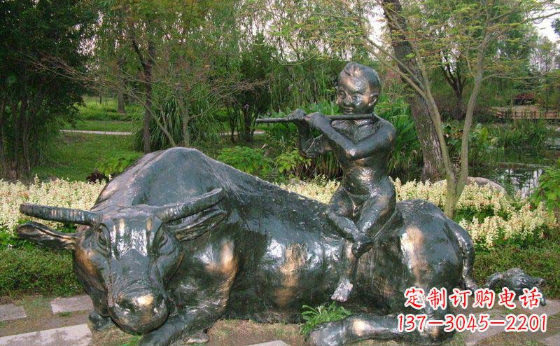 无锡园林牧童牛景观铜雕