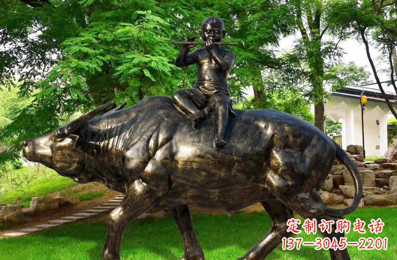 无锡园林牧童骑牛铜雕