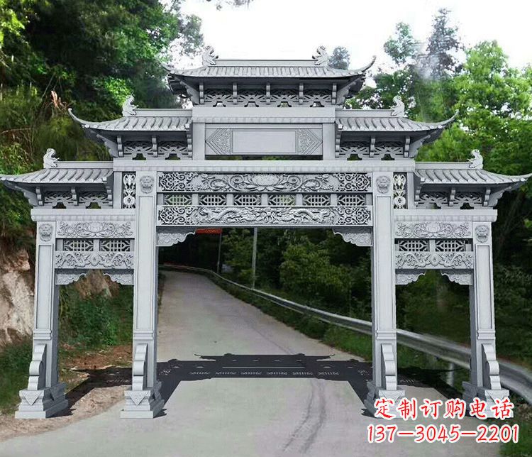 无锡园林三门石牌坊景观石雕
