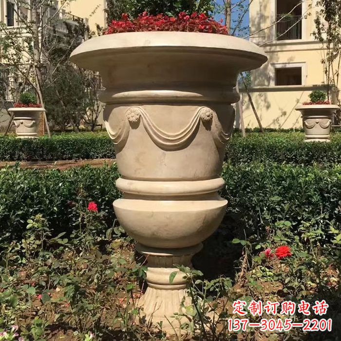 无锡园林砂岩石雕花盆