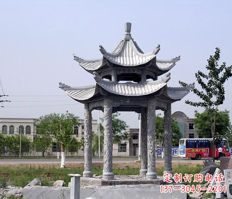 无锡园林双层仿古凉亭石雕