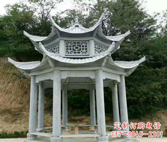 无锡园林双层凉亭石雕 (2)