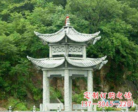 无锡园林双层六角石凉亭景观石雕