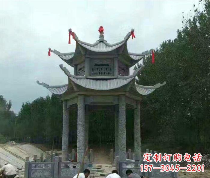 无锡园林双层凉亭石雕 (3)
