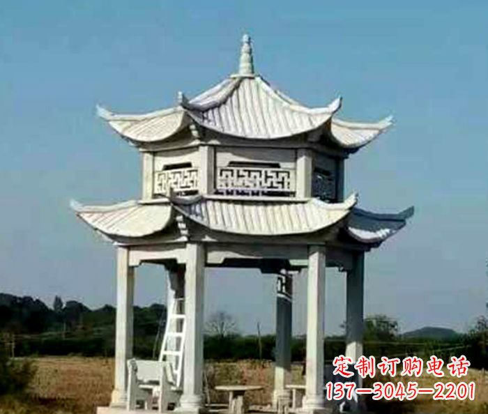 无锡园林双层石雕凉亭 (2)