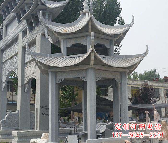 无锡园林双层石雕凉亭