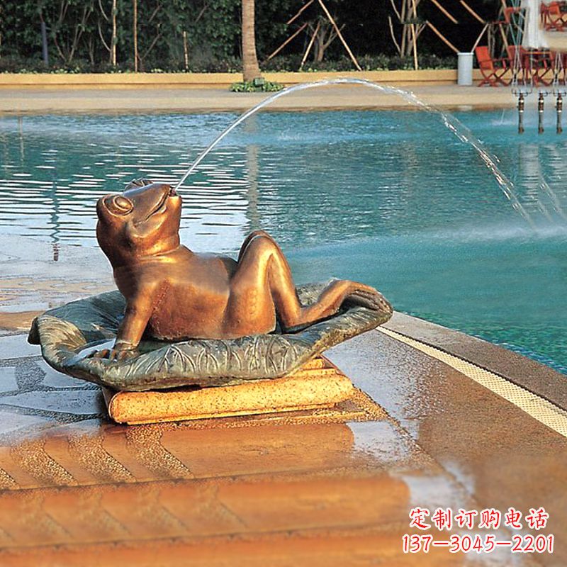 无锡园林水景池塘游泳馆喷水青蛙铜雕塑