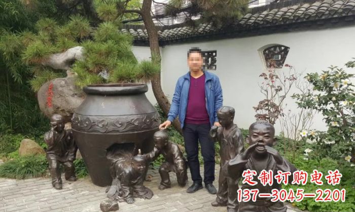 无锡园林司马光砸缸铜雕 (2)