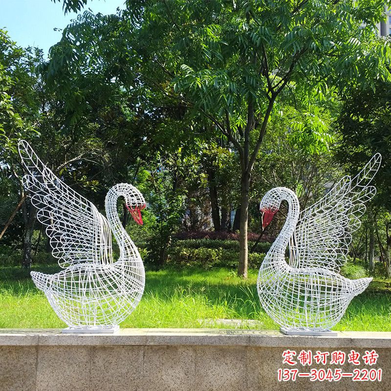 无锡展翅天鹅网格雕塑-上色款