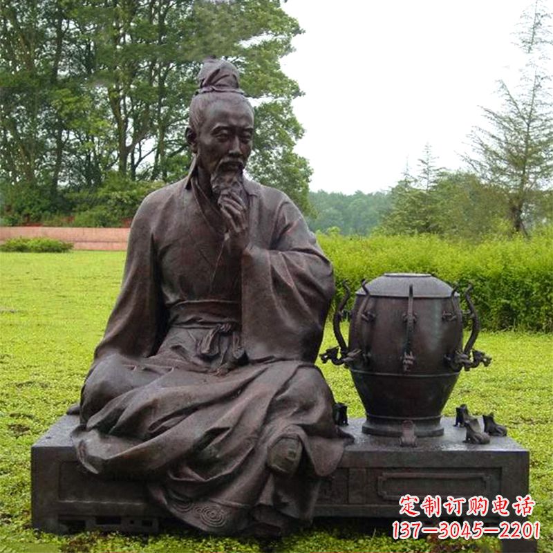 无锡张衡与地动仪铜雕景观-公园园林历史名人情景雕塑