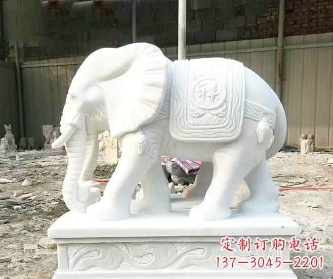 无锡招财动物汉白玉大象石雕 (3)